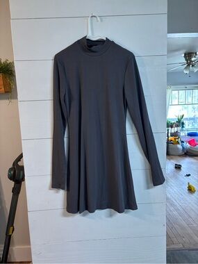 Cider Ribbed Mock Neck Top - Charcoal